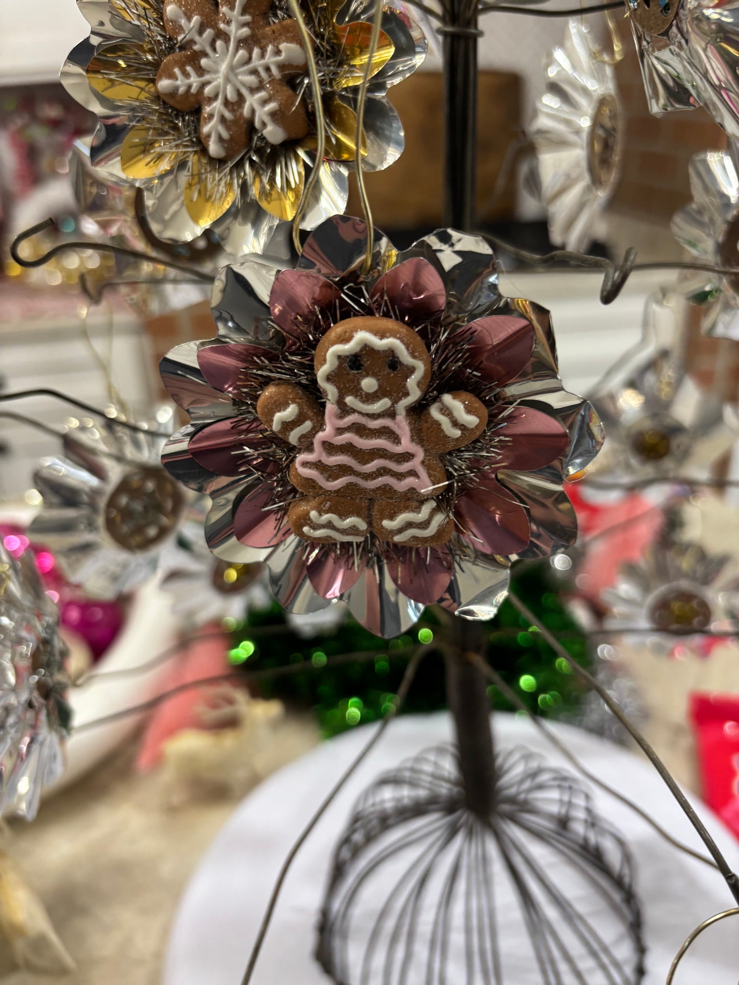 Vintage Bulb Reflector Ornament with Gingerbread Man