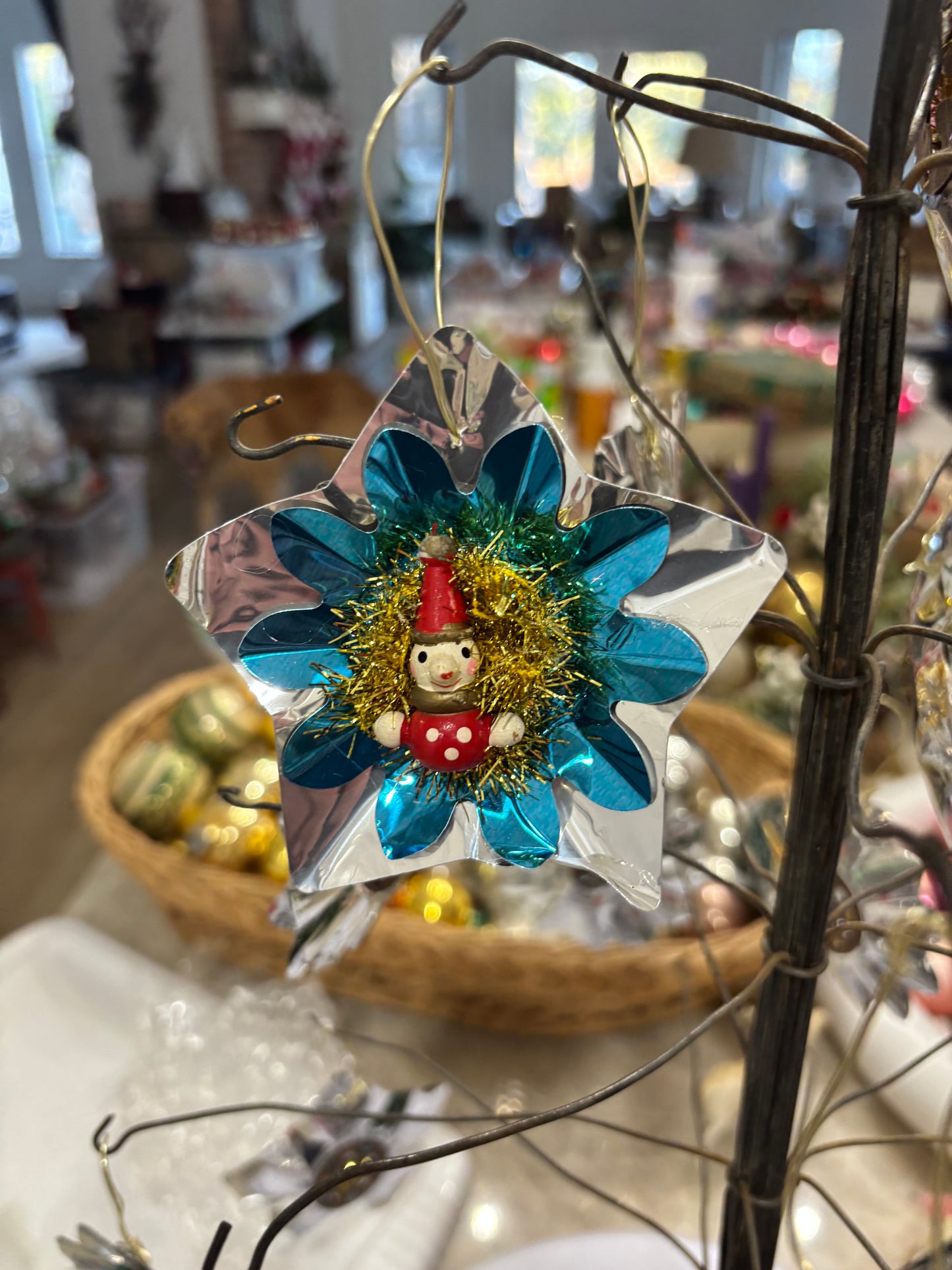 Vintage Bulb Reflector Ornament with Nutcracker