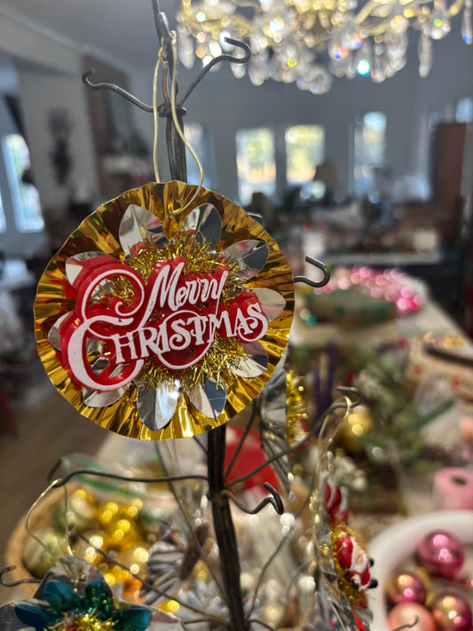 Reflector Bulb Reflector with Vintage Merry Christmas